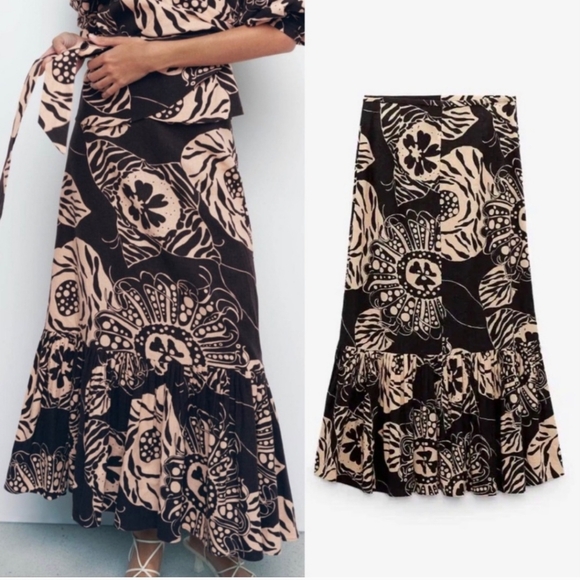 NWT Linen Blend Printed Skirt - Picture 4 of 4